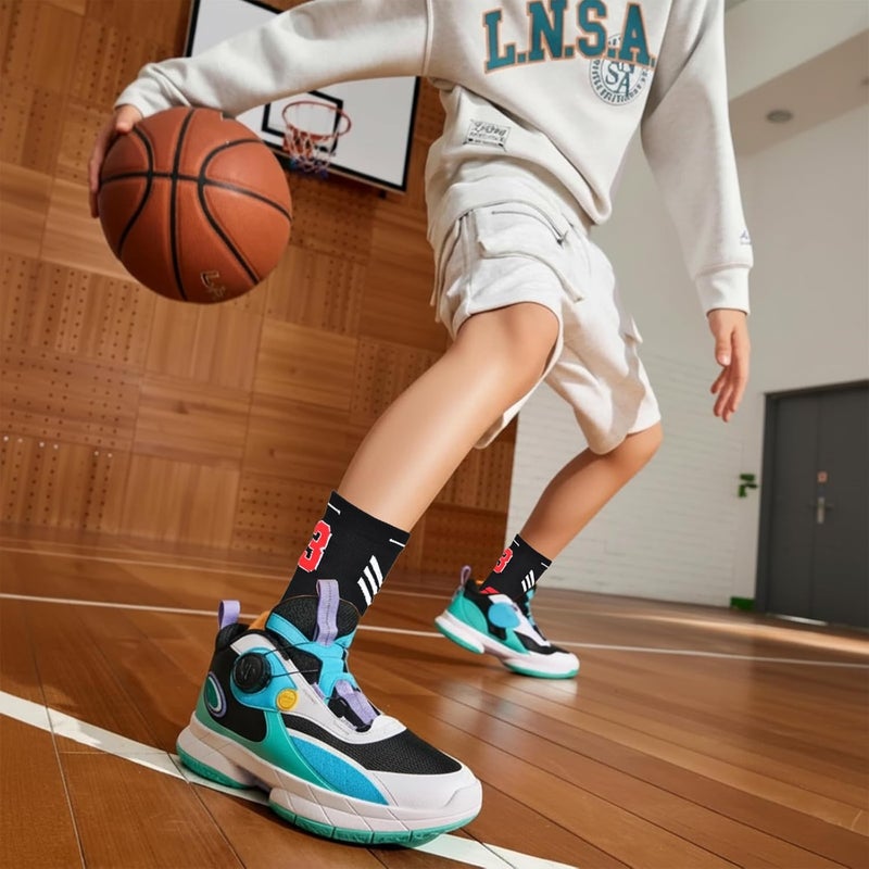 Popuid Youth Boys Basketball Crew Socks with Arm Sleeves, Lucky Number Thickened Sports Socks for Kids Team Uniform Gifts - Image 2